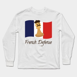 French Defense Flag | Checkmate Gift Ideas | Chess Player Long Sleeve T-Shirt